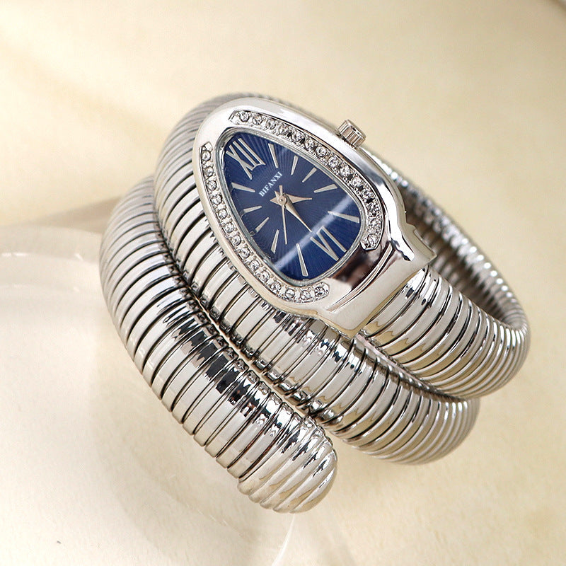 Slim Stainless Steel Quartz Watch with Oval Face