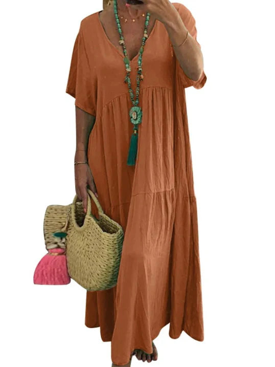 Ladies Loose Fit V Neck Summer Dress