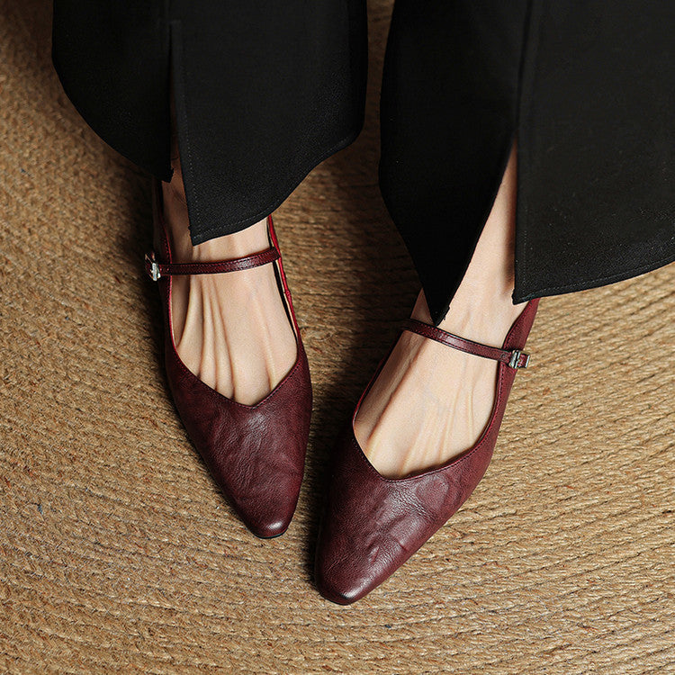 Authentic Leather Slip On Mules