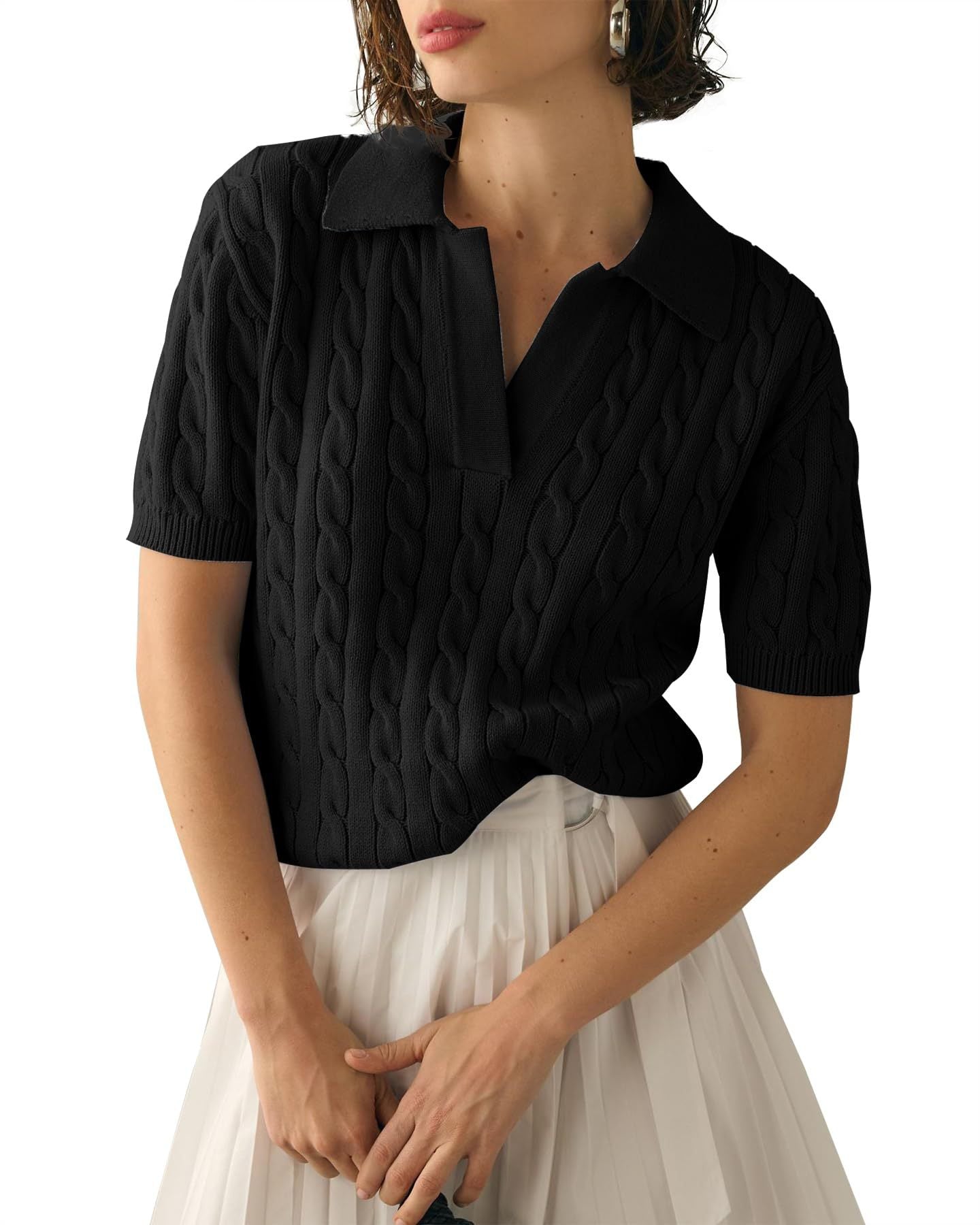 Fashionable Women's Short Sleeve Knit Shirt - Luxivelle