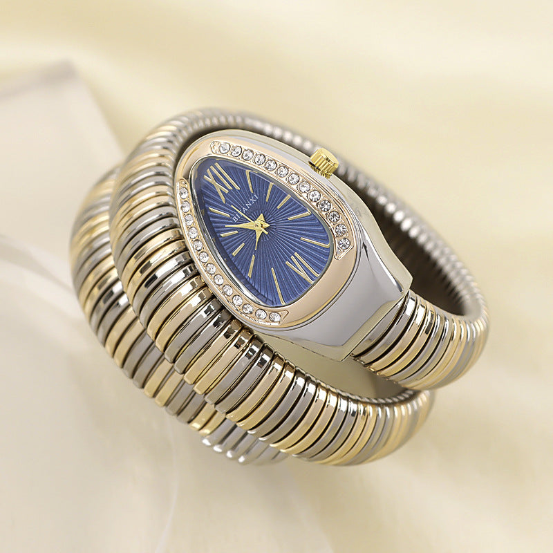 Slim Stainless Steel Quartz Watch with Oval Face