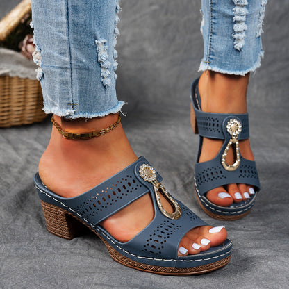 Comfortable Crystal High Heel Sandals