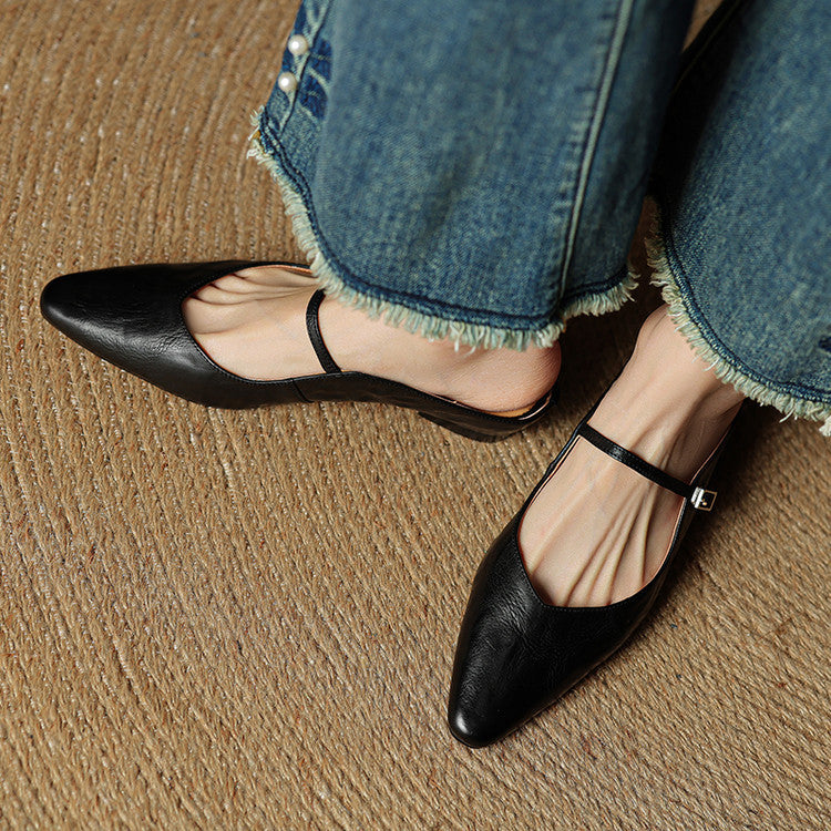 Authentic Leather Slip On Mules