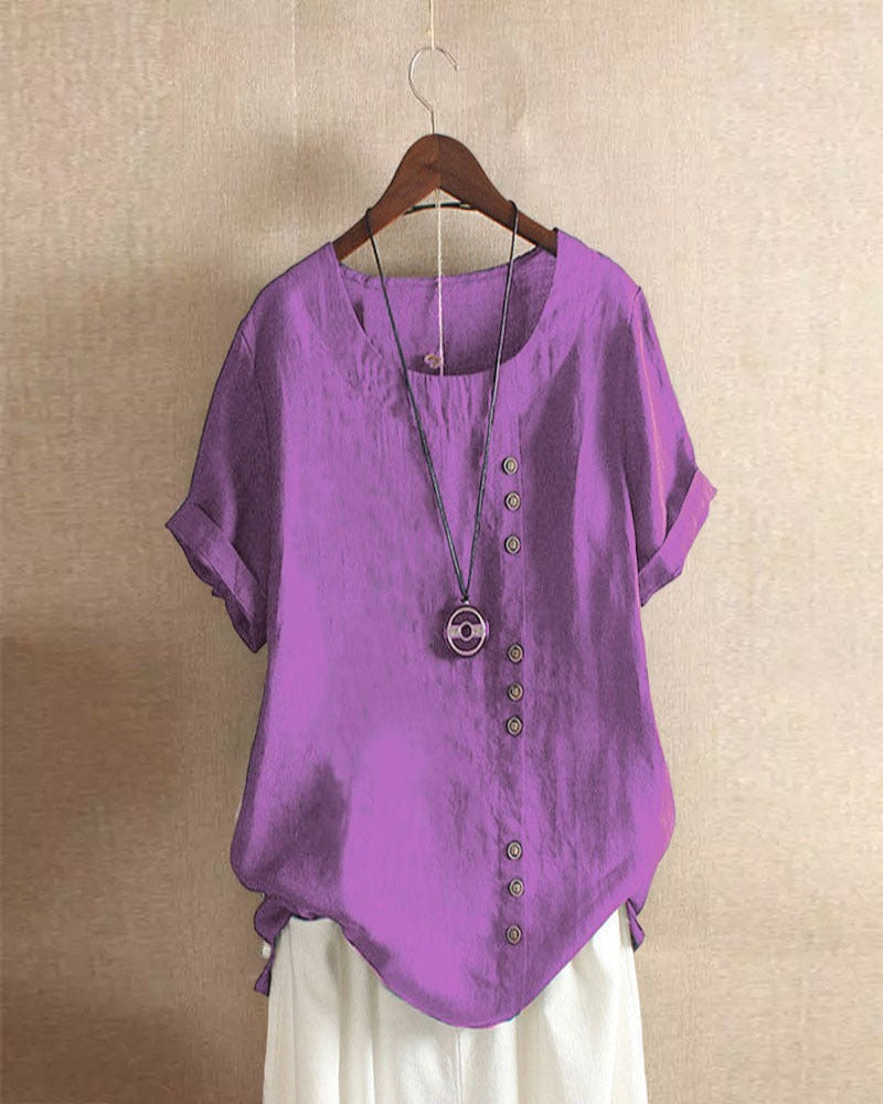 Relaxed Fit Cotton Short Sleeve Tunic Shirt