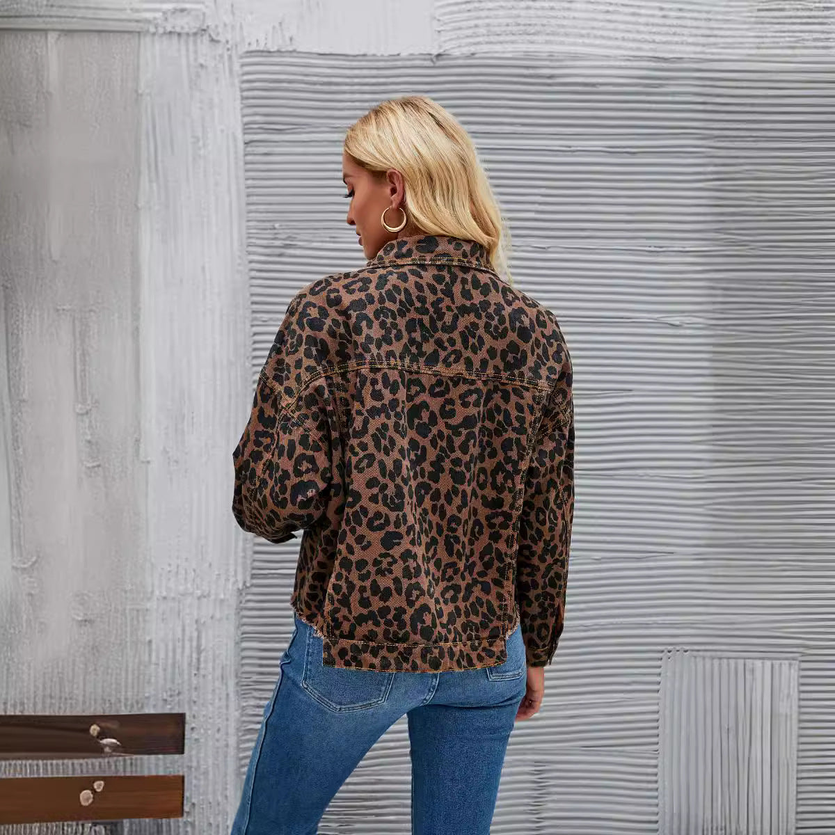 Casual Leopard Women's Jacket with Pockets