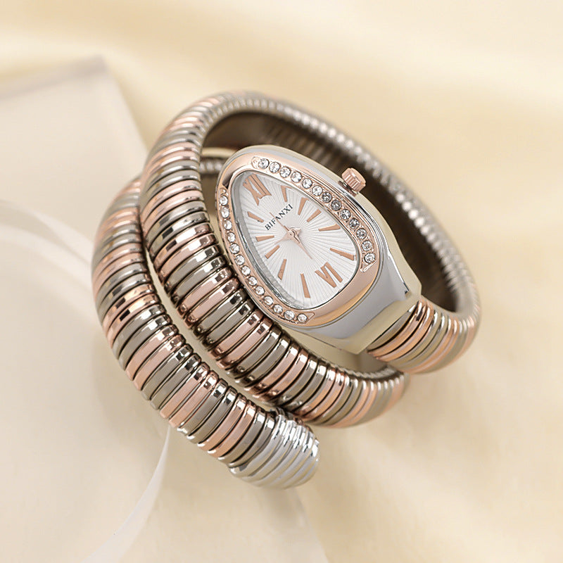 Slim Stainless Steel Quartz Watch with Oval Face
