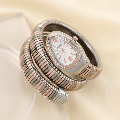 Slim Stainless Steel Quartz Watch with Oval Face