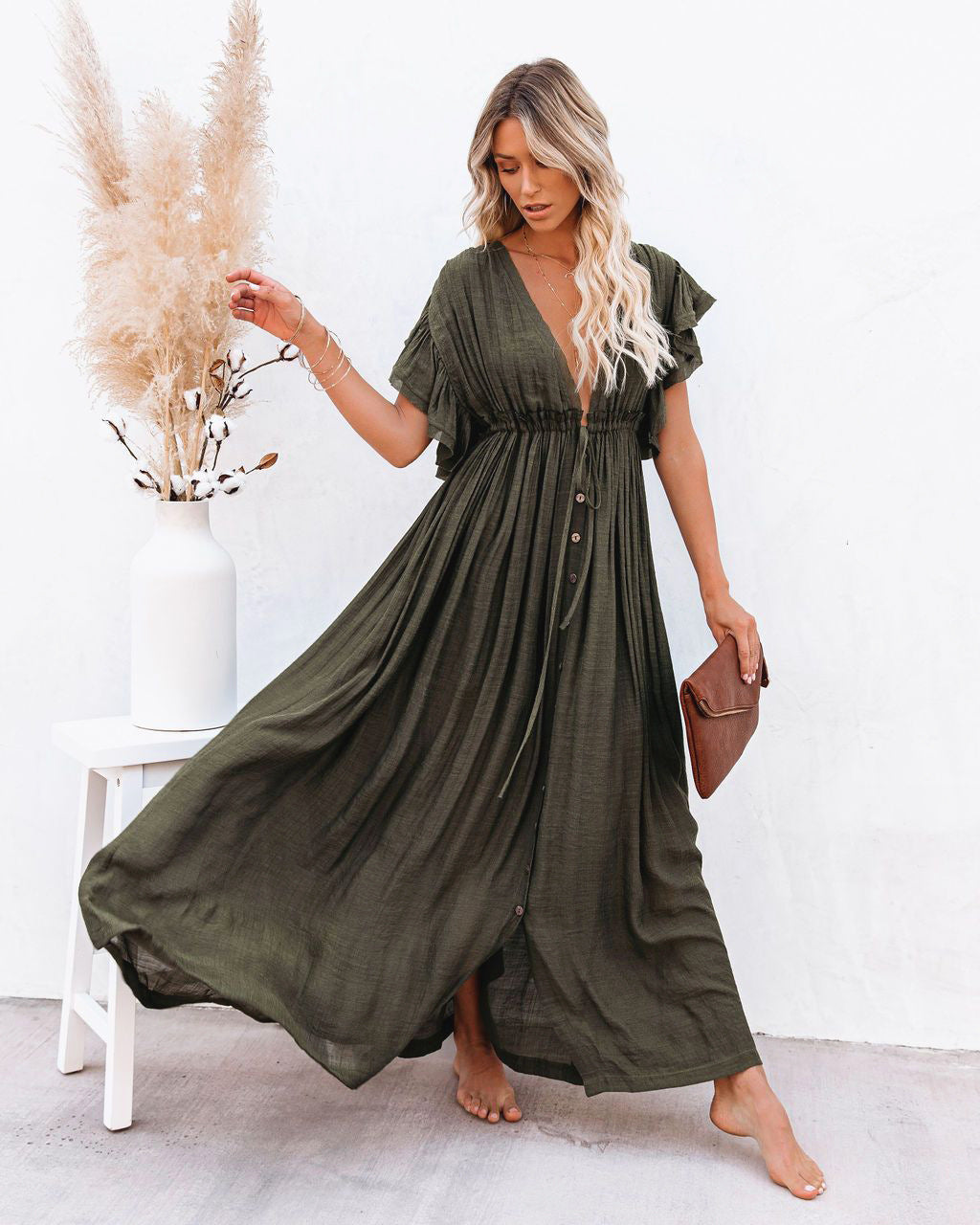 Bohemian Chic Beachy V-Neck Cover Up Dress