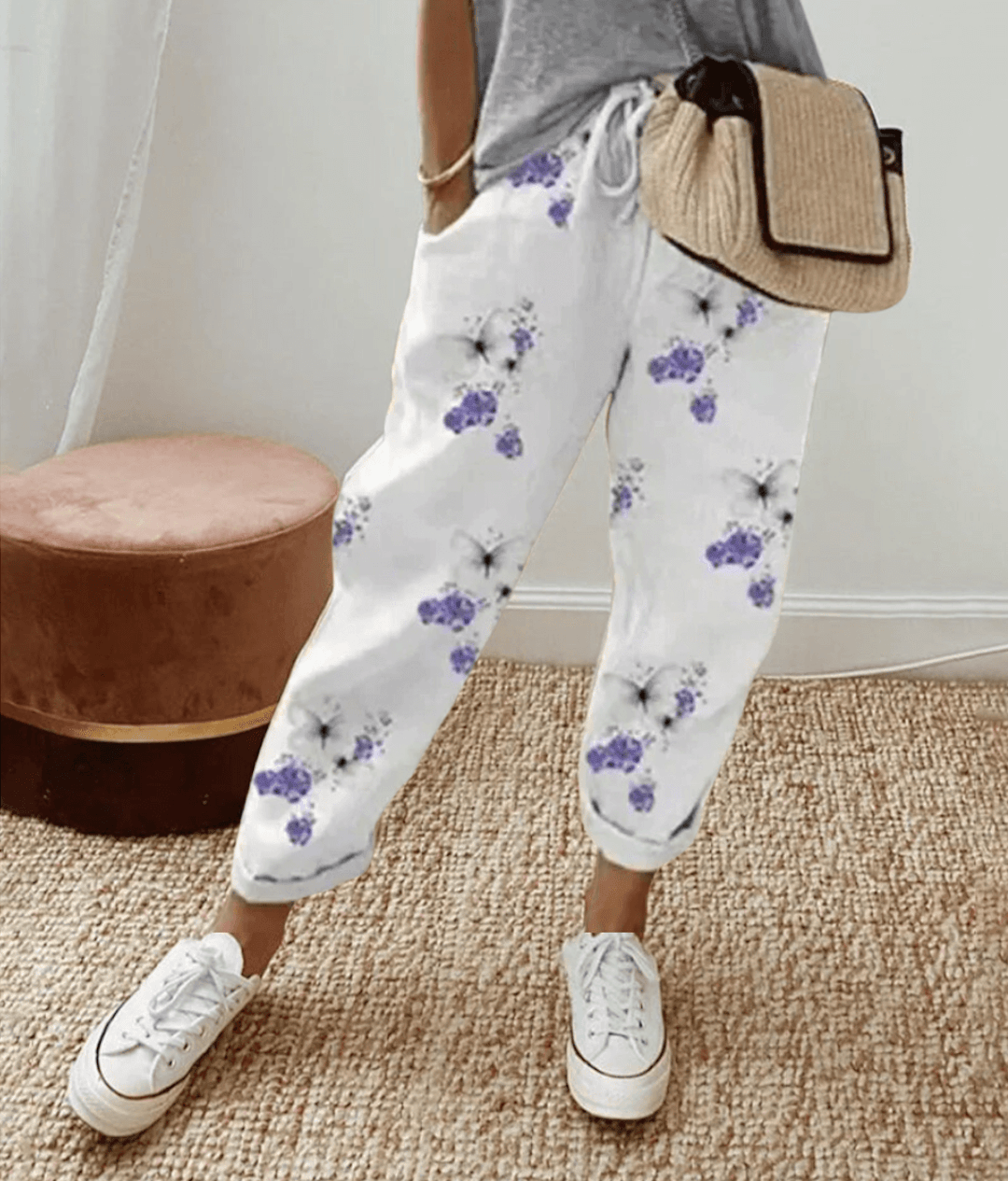 Slim Fit Printed Women's Comfort Trousers