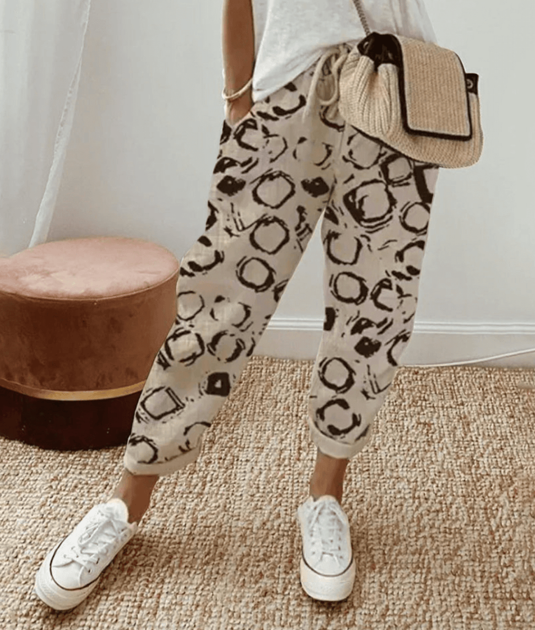 Slim Fit Printed Women's Comfort Trousers
