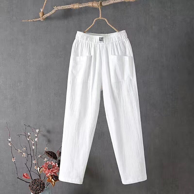 Comfortable Women's Linen Pants with Stretchy Waist