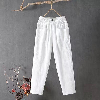Comfortable Women's Linen Pants with Stretchy Waist