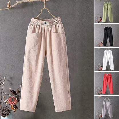 Comfortable Women's Linen Pants with Stretchy Waist