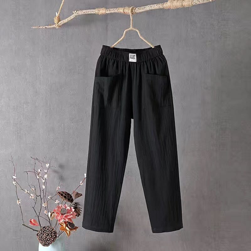 Comfortable Women's Linen Pants with Stretchy Waist