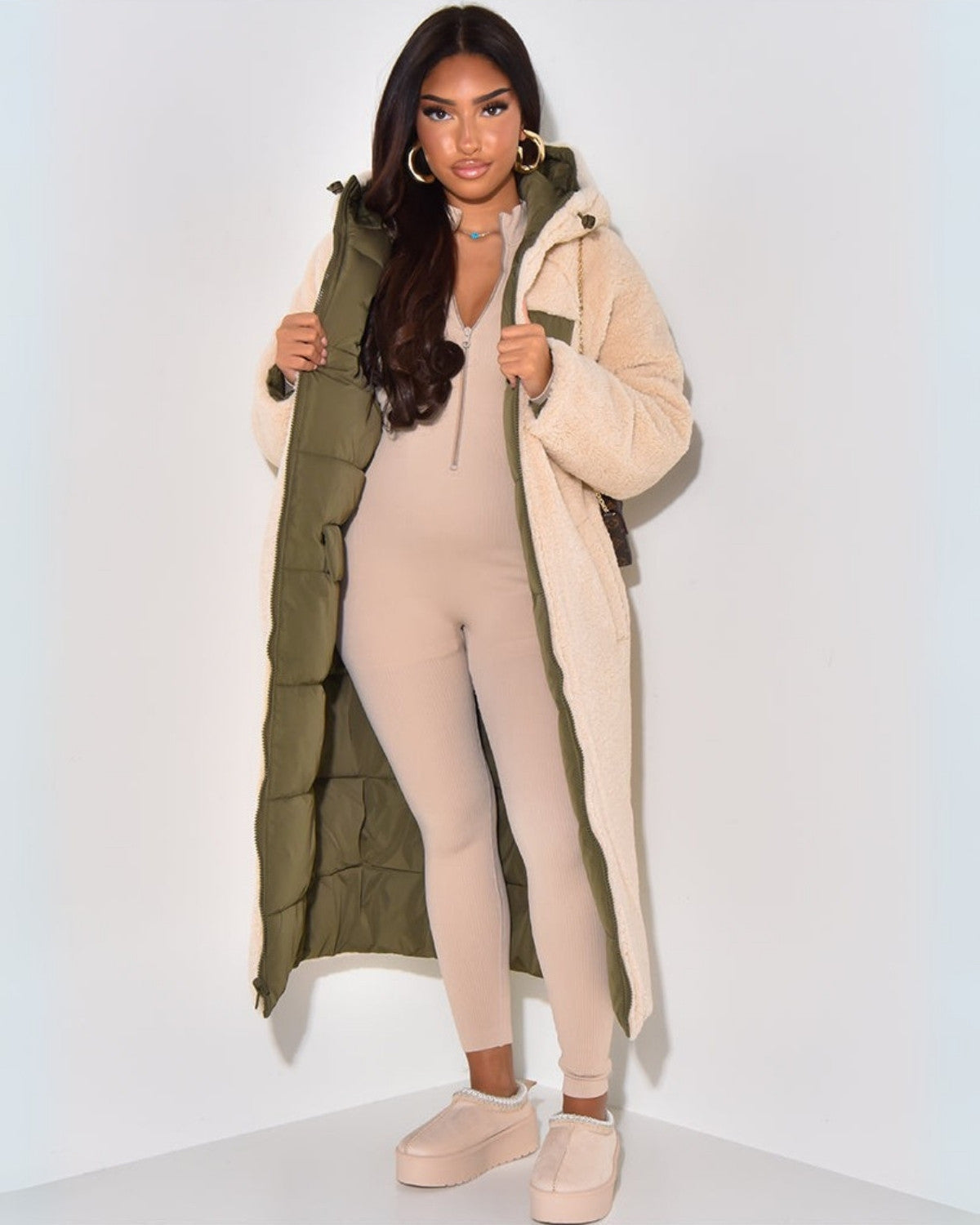Warm Reversible Parka Coat for Women