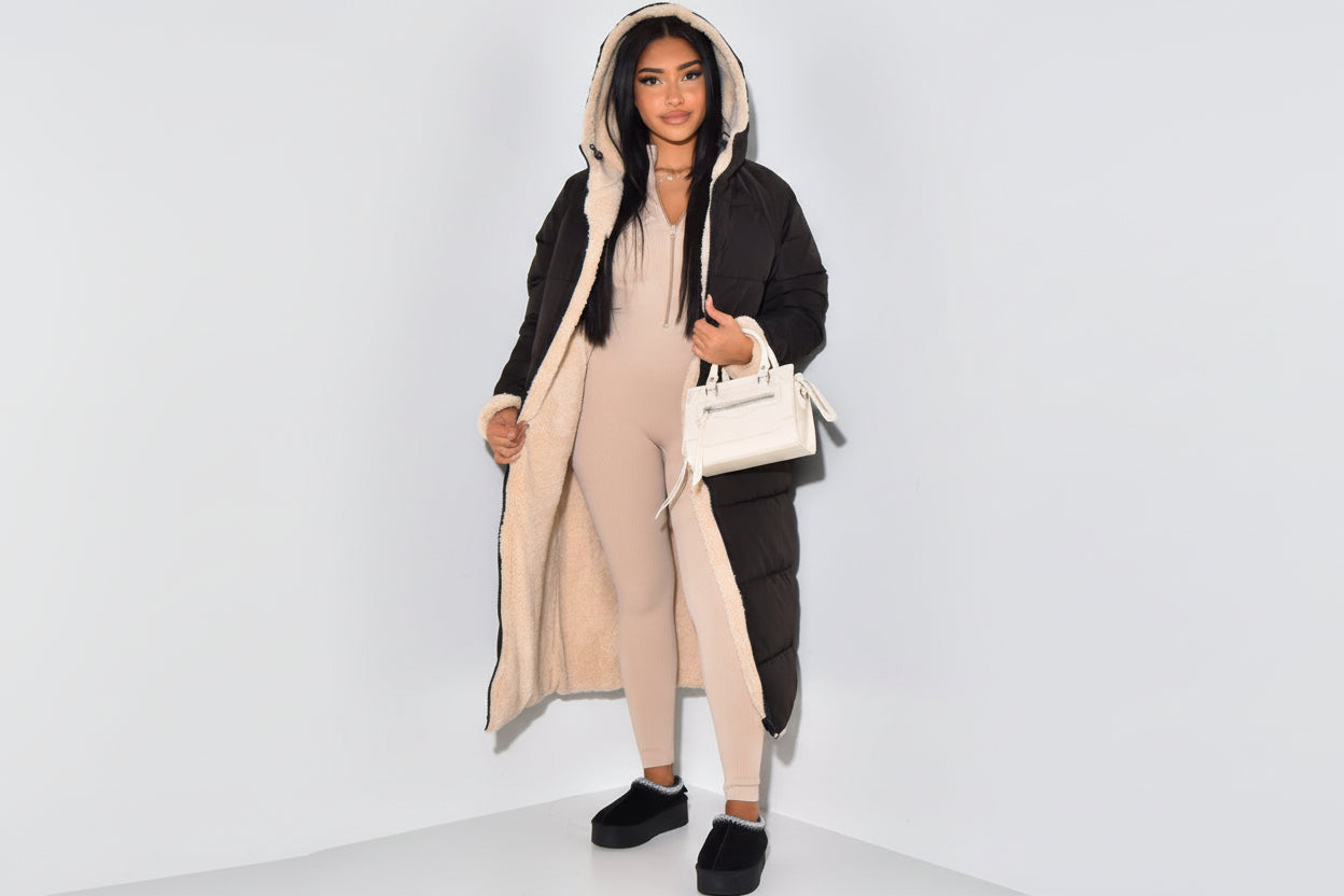 Warm Reversible Parka Coat for Women - Luxivelle
