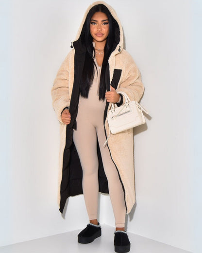 Warm Reversible Parka Coat for Women