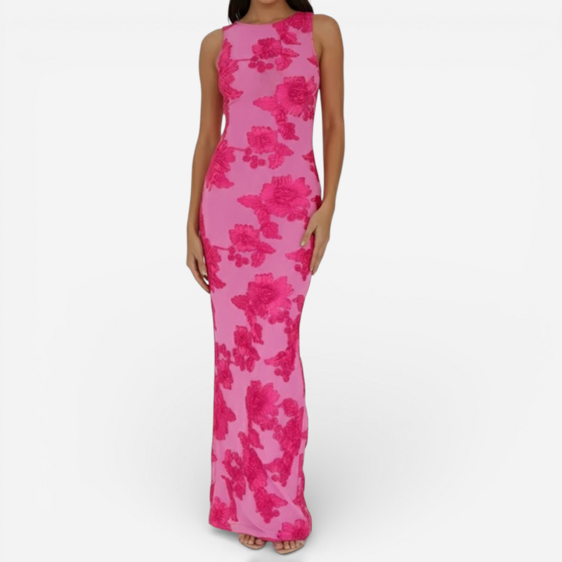 Elegant Flower Long Evening Gown Dress - Luxivelle