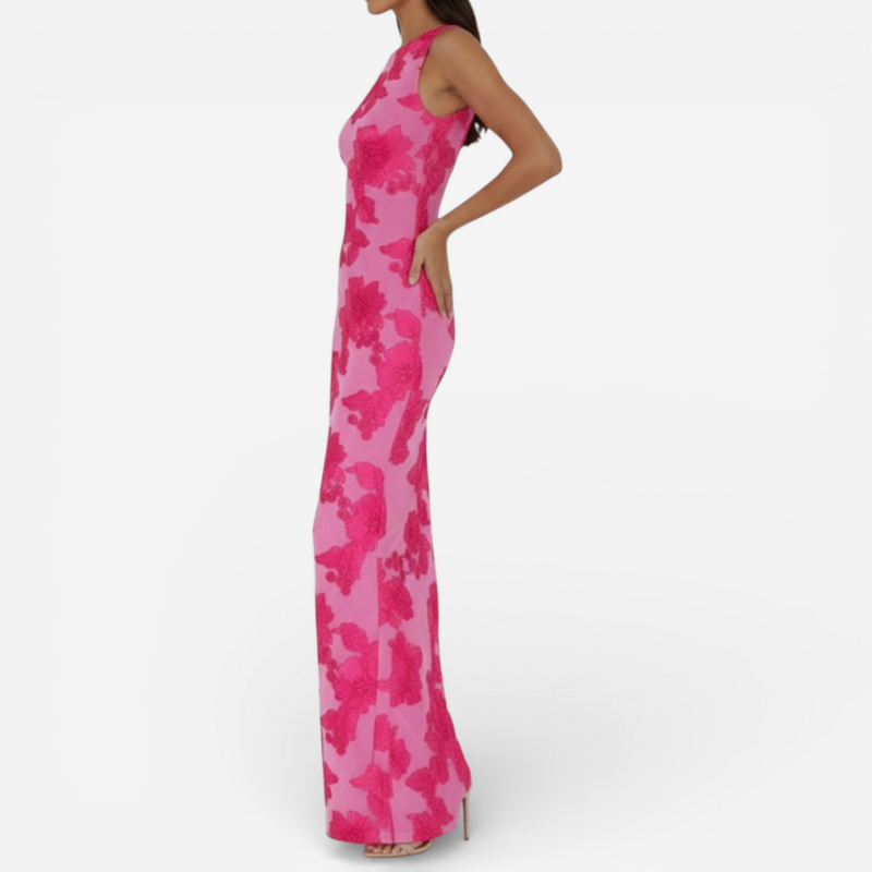 Elegant Flower Long Evening Gown Dress
