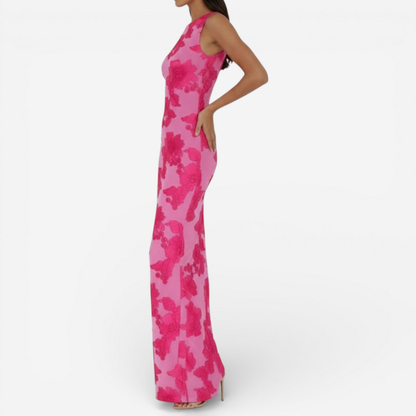 Elegant Flower Long Evening Gown Dress
