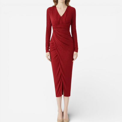 Ladies Sparkly V Neck Party Dress