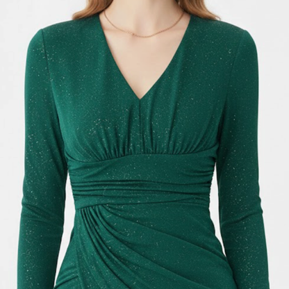 Ladies Sparkly V Neck Party Dress