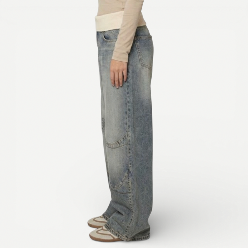 Loose Fit Womens Jeans With Elastic Waist