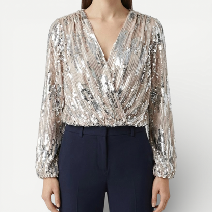 Fashionable V-Neck Women's Blouse - Luxivelle