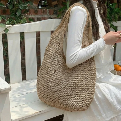 Natural Woven Tote Handbag