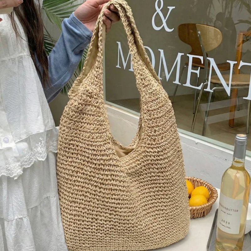 Natural Woven Tote Handbag