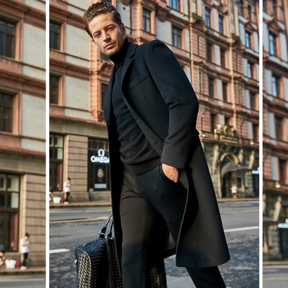 Classic Men's Overcoat with Lapel Collar