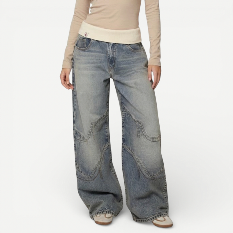 Loose Fit Womens Jeans With Elastic Waist - Luxivelle