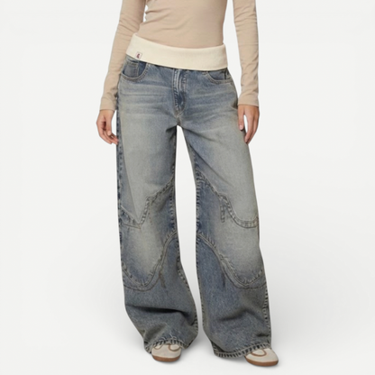 Loose Fit Womens Jeans With Elastic Waist - Luxivelle