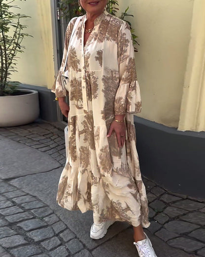 Beautiful Floral Long Sleeve Maxi Dress for Women - Luxivelle