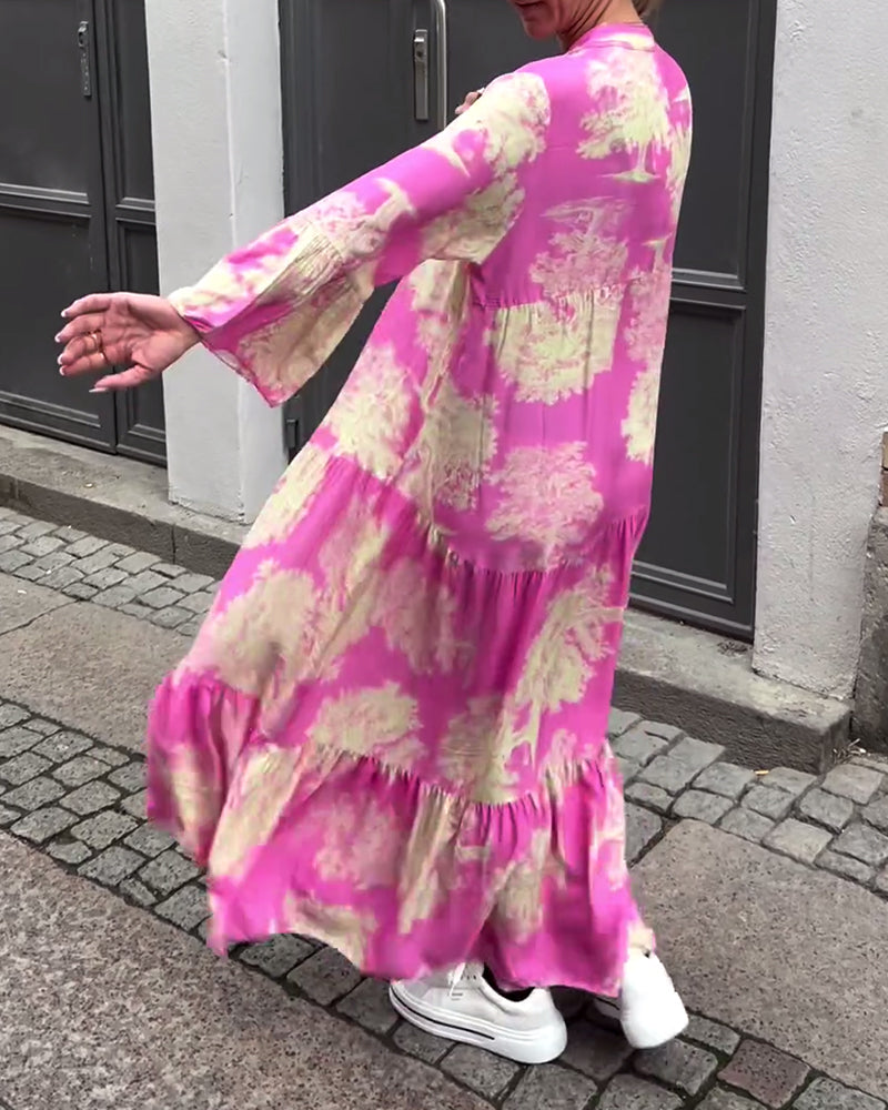 Beautiful Floral Long Sleeve Maxi Dress for Women