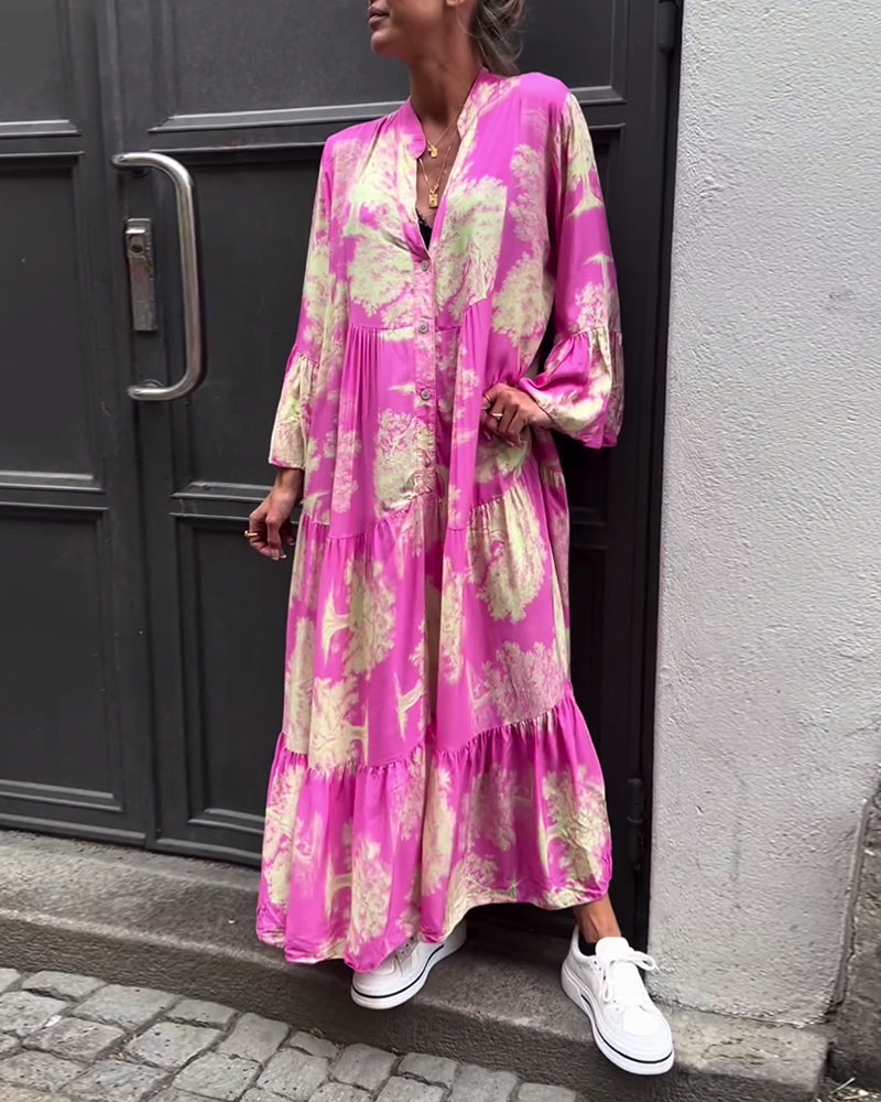 Beautiful Floral Long Sleeve Maxi Dress for Women