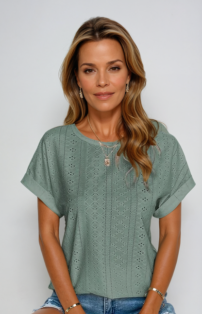 Lace Trim Women's Casual Blouse