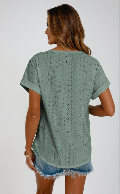 Lace Trim Women's Casual Blouse