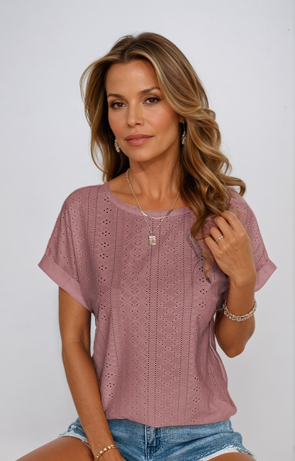 Lace Trim Women's Casual Blouse