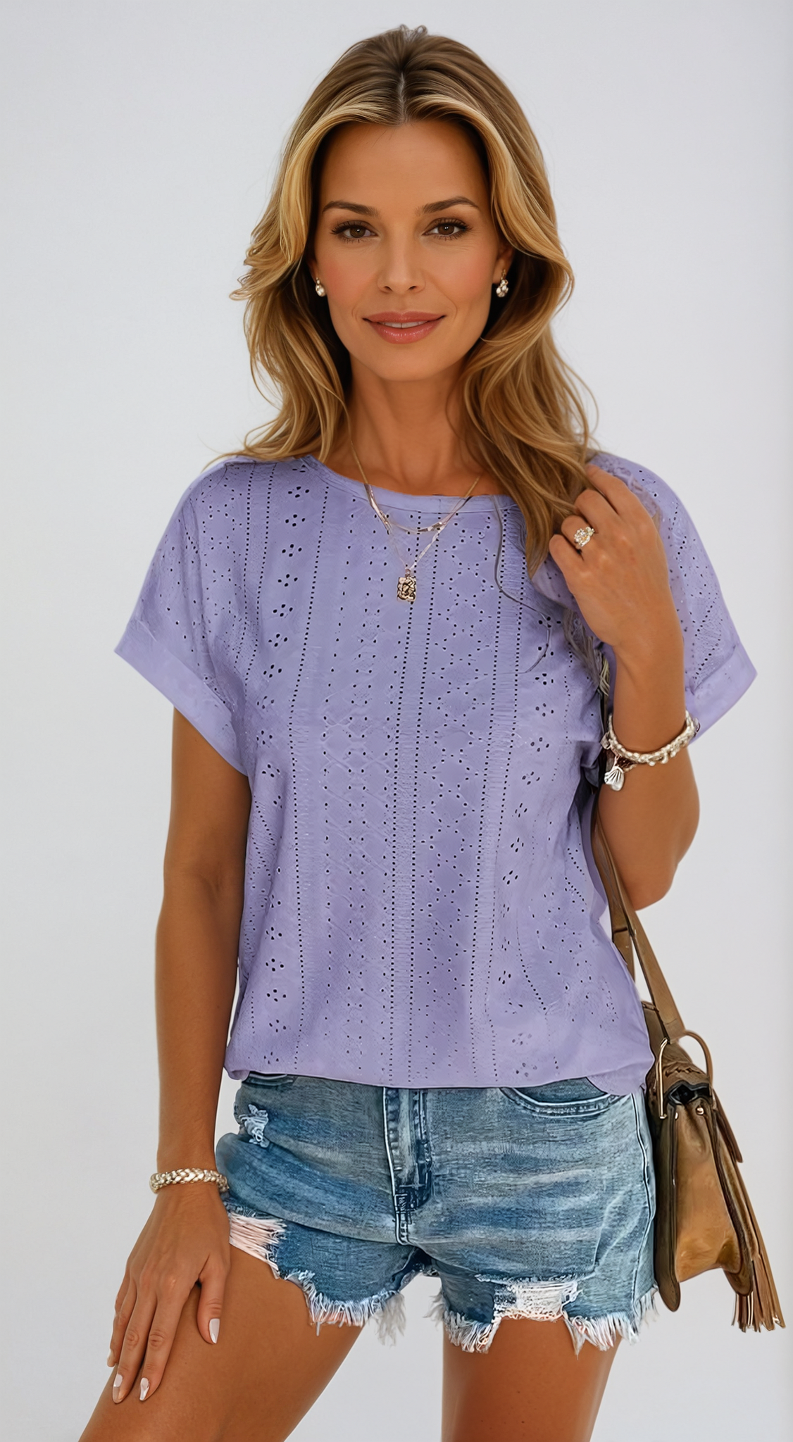 Lace Trim Women's Casual Blouse