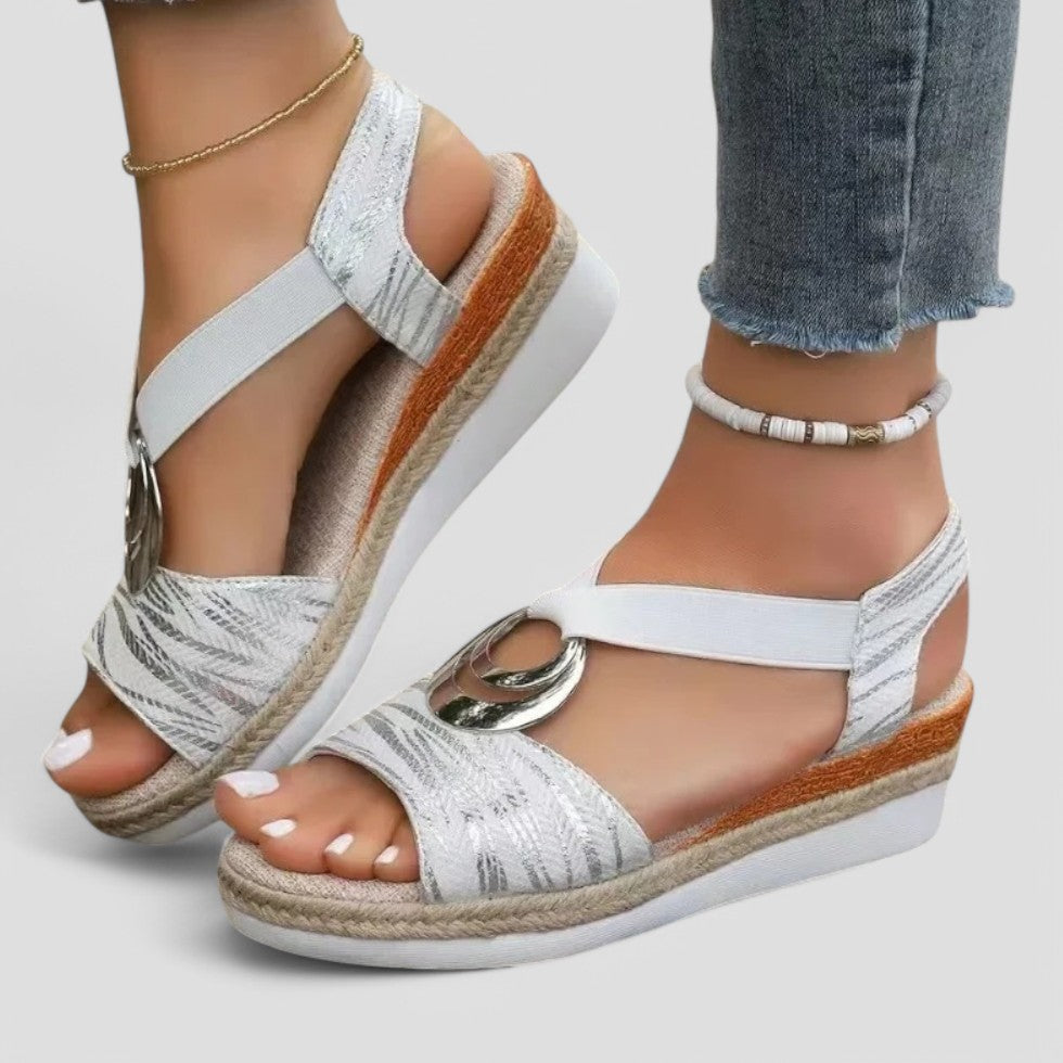 Orthopaedic Wedge Sandals with Metallic Ring Detail 0