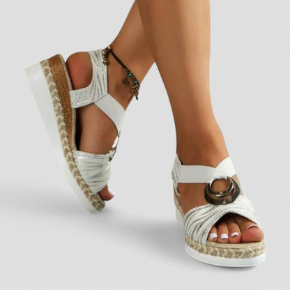 Orthopaedic Wedge Sandals with Metallic Ring Detail 1