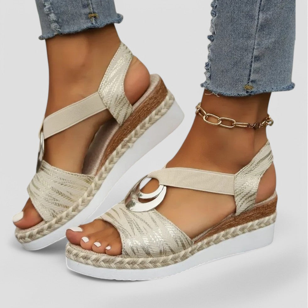 Orthopaedic Wedge Sandals with Metallic Ring Detail 2