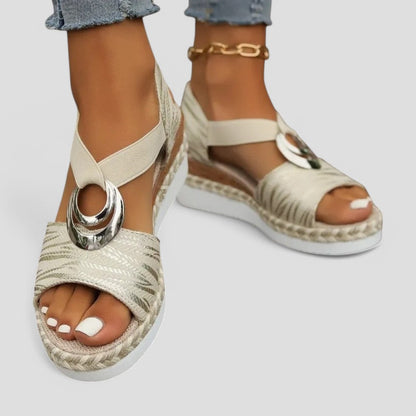 Orthopaedic Wedge Sandals with Metallic Ring Detail 3
