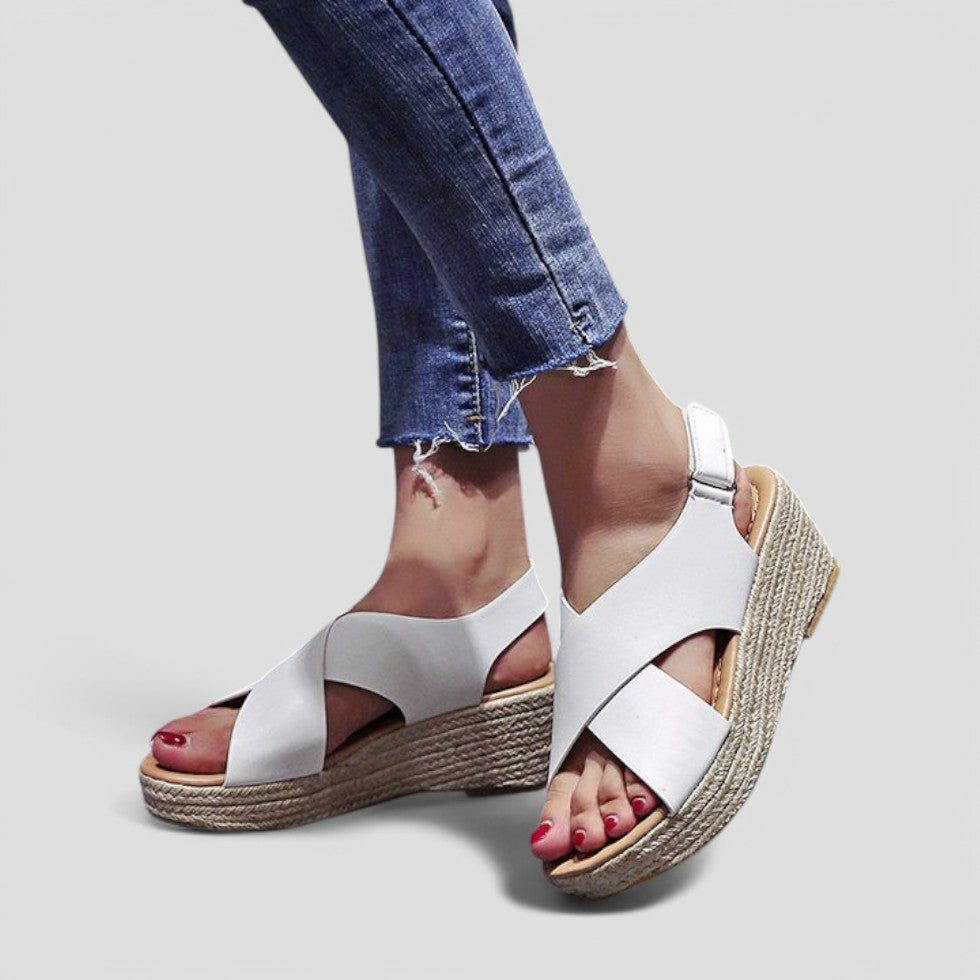 Orthopaedic Wedge Sandals with Stylish Cross Strap 3