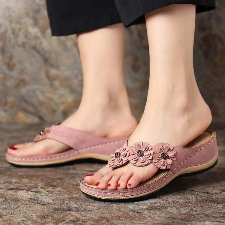 Orthopedic Flower Embellished Summer Thong Sandals 3