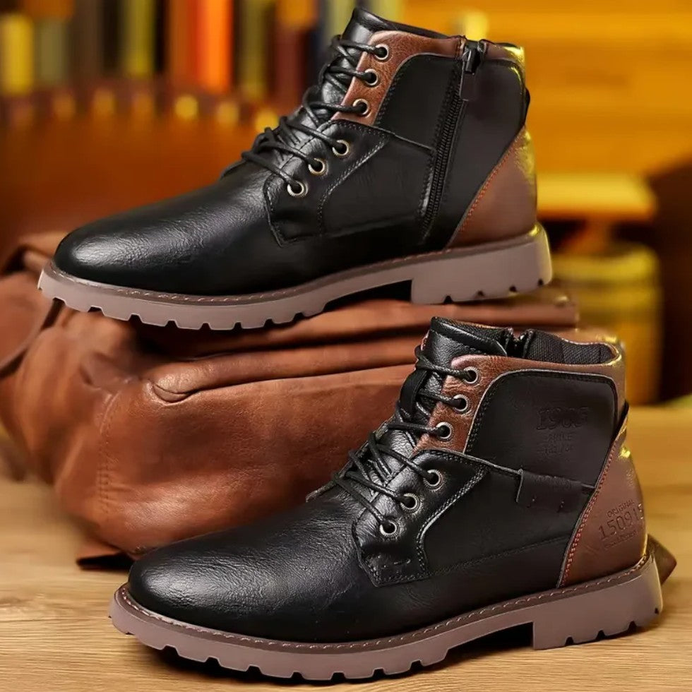 Orthopedic Lace Up Leather Ankle Boots for Men 1