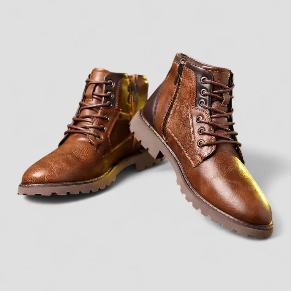 Orthopedic Lace Up Leather Ankle Boots for Men 2