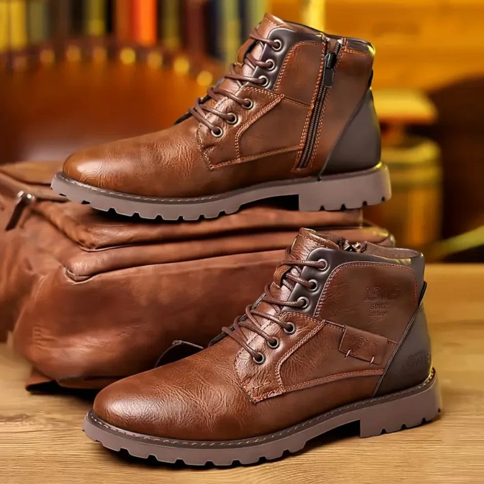 Orthopedic Lace Up Leather Ankle Boots for Men 3
