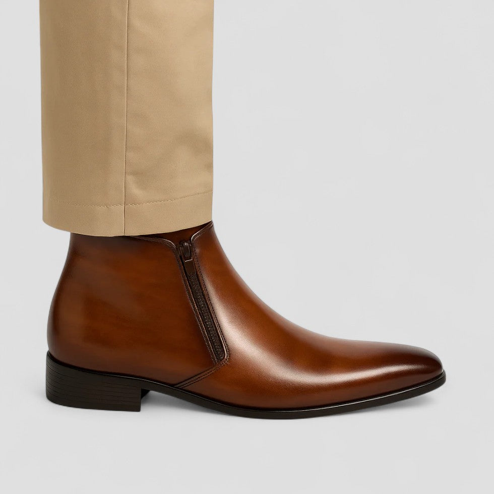 Orthopedic Leather Ankle Boots for Men with Side Zip 2